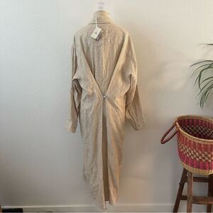 New Faherty Striped Large Tan Long Shirt Dress Cover Up Cardigan